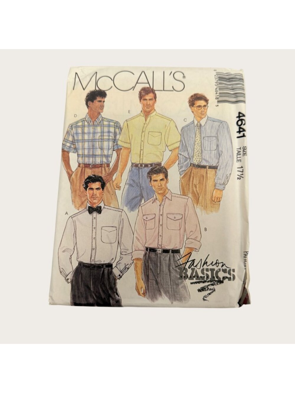 Vintage 1980s McCalls Sewing Pattern 4641 Mens Shirts Size 17.5 Neck Uncut
